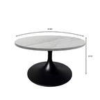 Table Basse Ronde LeisureMod Verve 27 - Plateau Moderne en Résine avec Piètement Central en Acier Noir, Table d'Appoint pour Salon Contemporain