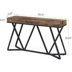 Lantine Table Console 55.12 Pouces, Table de Canapé de Style Ferme, Table d'Entrée en Bois avec Base Métallique Unique