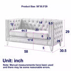 Canapé en velours pour salon, canapé à accoudoirs carrés capitonnés, canapé moderne rembourré avec boutons et pieds en métal, canapé pour chambre à coucher