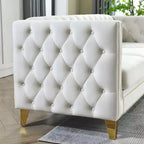 Canapé en velours pour salon, canapé à accoudoirs carrés capitonnés, canapé moderne rembourré avec boutons et pieds en métal, canapé pour chambre à coucher