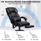 Fauteuil de bureau de direction chauffant et massant Hoffree avec accoudoirs réglables, repose-pieds et dossier inclinable