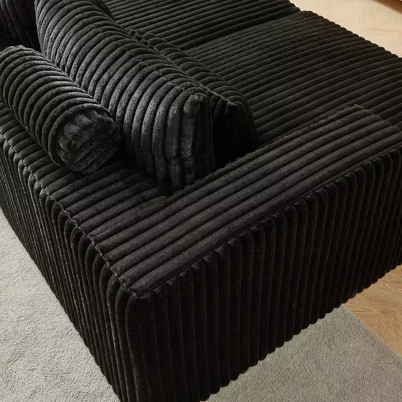 87 Oversized Sectional Lounge Chaise, No Assembly Required, Cloud Plush Loveseat with Reclining Sofa Bed