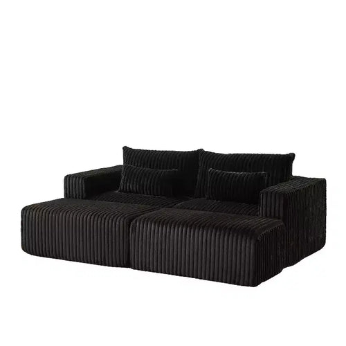 87 Oversized Sectional Lounge Chaise, No Assembly Required, Cloud Plush Loveseat with Two Removable Footstools