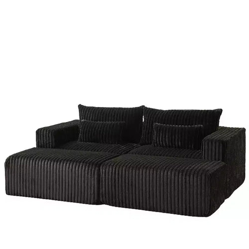 Chaise longue sectionnelle surdimensionnée 87, aucun assemblage requis, causeuse en peluche Cloud avec deux repose-pieds amovibles