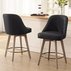 Bekrvio 26'' Counter Height Swivel Bar Stools, PU Leather Upholstered Kitchen Stools with Solid Legs