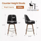 Tabourets de bar pivotants Bekrvio 26'' de hauteur de comptoir, tabourets de cuisine rembourrés en cuir PU avec pieds solides