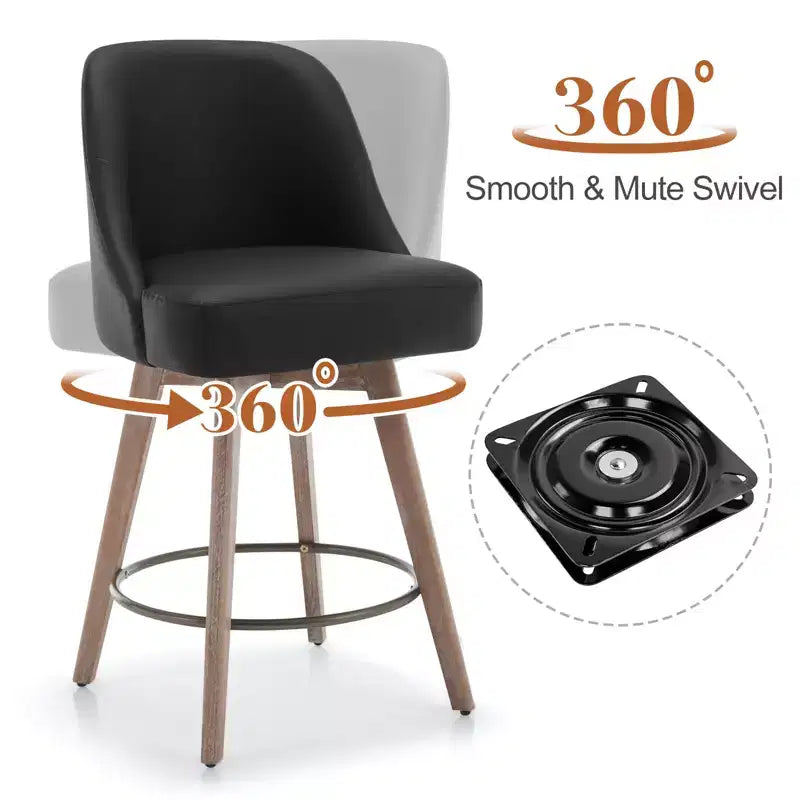 Tabourets de bar pivotants Bekrvio 26'' de hauteur de comptoir, tabourets de cuisine rembourrés en cuir PU avec pieds solides