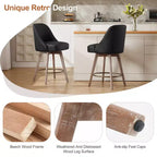 Tabourets de bar pivotants Bekrvio 26'' de hauteur de comptoir, tabourets de cuisine rembourrés en cuir PU avec pieds solides
