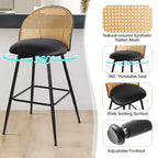 Bekrvio 29 tabourets de bar pivotants de style moderne du milieu du siècle, lot de 2/3/4, chaises de bar rembourrées en similicuir avec dossier en rotin et pieds en métal pour comptoir de cuisine