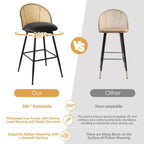 Bekrvio 29 tabourets de bar pivotants de style moderne du milieu du siècle, lot de 2/3/4, chaises de bar rembourrées en similicuir avec dossier en rotin et pieds en métal pour comptoir de cuisine