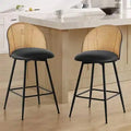 Bekrvio 29 tabourets de bar pivotants de style moderne du milieu du siècle, lot de 2/3/4, chaises de bar rembourrées en similicuir avec dossier en rotin et pieds en métal pour comptoir de cuisine
