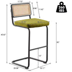 Bekrvio 30 Tabourets de bar pivotants lot de 2/3/4 avec dossier en rotin, revêtement en velours et cadre en métal noir, tabouret de cuisine moderne du milieu du siècle pour îlot de cuisine et bar