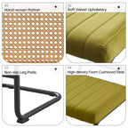 Bekrvio 30 Tabourets de bar pivotants lot de 2/3/4 avec dossier en rotin, revêtement en velours et cadre en métal noir, tabouret de cuisine moderne du milieu du siècle pour îlot de cuisine et bar