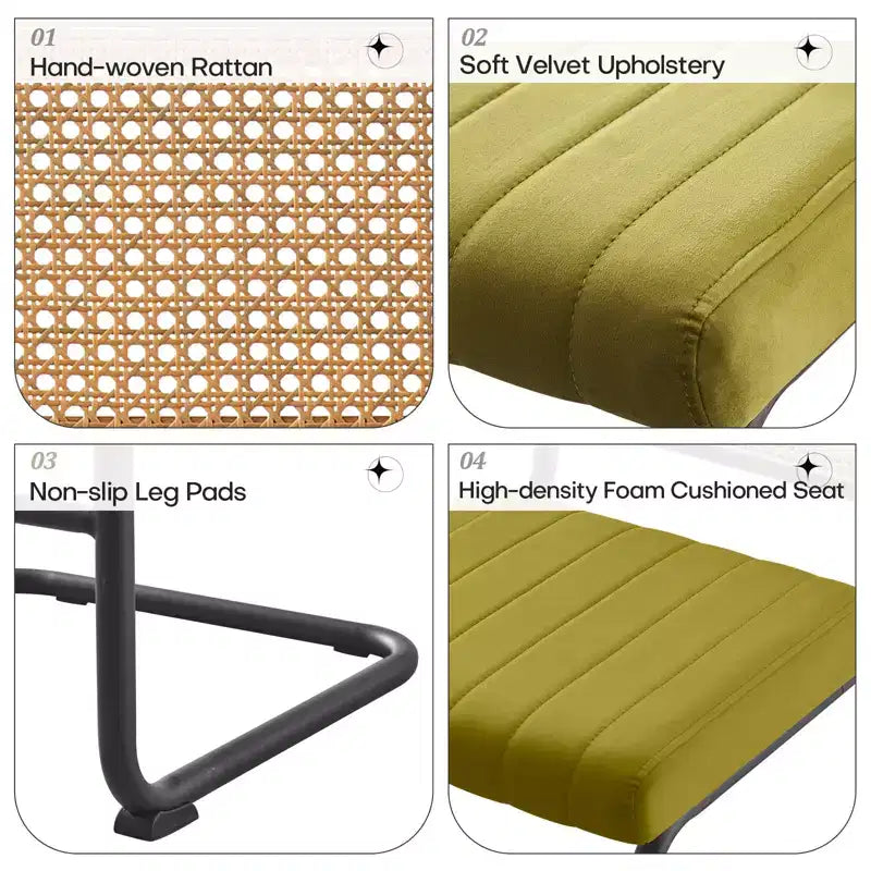 Bekrvio 30 Tabourets de bar pivotants lot de 2/3/4 avec dossier en rotin, revêtement en velours et cadre en métal noir, tabouret de cuisine moderne du milieu du siècle pour îlot de cuisine et bar