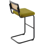 Bekrvio 30 Tabourets de bar pivotants lot de 2/3/4 avec dossier en rotin, revêtement en velours et cadre en métal noir, tabouret de cuisine moderne du milieu du siècle pour îlot de cuisine et bar