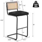 Bekrvio 30 Tabourets de bar pivotants lot de 2/3/4 avec dossier en rotin, revêtement en velours et cadre en métal noir, tabouret de cuisine moderne du milieu du siècle pour îlot de cuisine et bar