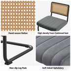 Bekrvio 30 Tabourets de bar pivotants lot de 2/3/4 avec dossier en rotin, revêtement en velours et cadre en métal noir, tabouret de cuisine moderne du milieu du siècle pour îlot de cuisine et bar