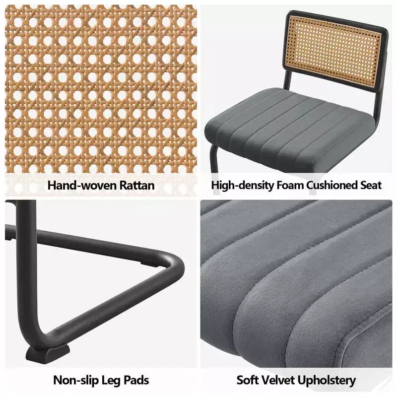 Bekrvio 30 Tabourets de bar pivotants lot de 2/3/4 avec dossier en rotin, revêtement en velours et cadre en métal noir, tabouret de cuisine moderne du milieu du siècle pour îlot de cuisine et bar