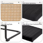 Bekrvio 30 Tabourets de bar pivotants lot de 2/3/4 avec dossier en rotin, revêtement en velours et cadre en métal noir, tabouret de cuisine moderne du milieu du siècle pour îlot de cuisine et bar