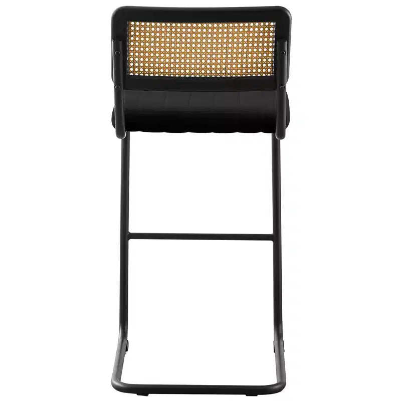 Bekrvio 30 Tabourets de bar pivotants lot de 2/3/4 avec dossier en rotin, revêtement en velours et cadre en métal noir, tabouret de cuisine moderne du milieu du siècle pour îlot de cuisine et bar