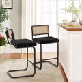 Bekrvio 30 Swivel Bar Stools Set of 2/3/4 with Cane Back,Velvet-Upholstered &Black Metal Frame,Mid Century Modern Kitchen Stool for Island Home Pub