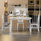 Table à manger de style campagnard VECELO, table en bois d'hévéa avec 4 pieds en bois massif pour la cuisine, gris