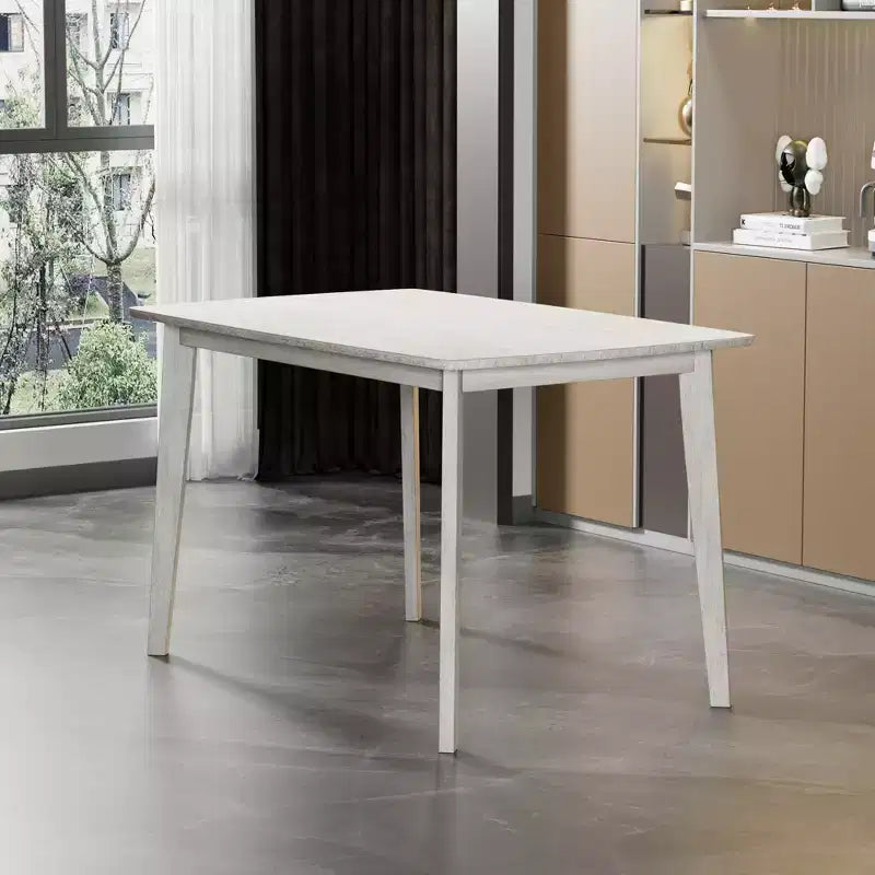 Table à manger de style campagnard VECELO, table en bois d'hévéa avec 4 pieds en bois massif pour la cuisine, gris