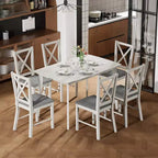 Table à manger de style campagnard VECELO, table en bois d'hévéa avec 4 pieds en bois massif pour la cuisine, gris