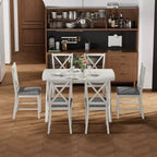 Table à manger de style campagnard VECELO, table en bois d'hévéa avec 4 pieds en bois massif pour la cuisine, gris