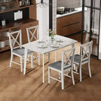 Table à manger de style campagnard VECELO, table en bois d'hévéa avec 4 pieds en bois massif pour la cuisine, gris