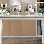 Table à manger de style campagnard VECELO, table en bois d'hévéa avec 4 pieds en bois massif pour la cuisine, gris