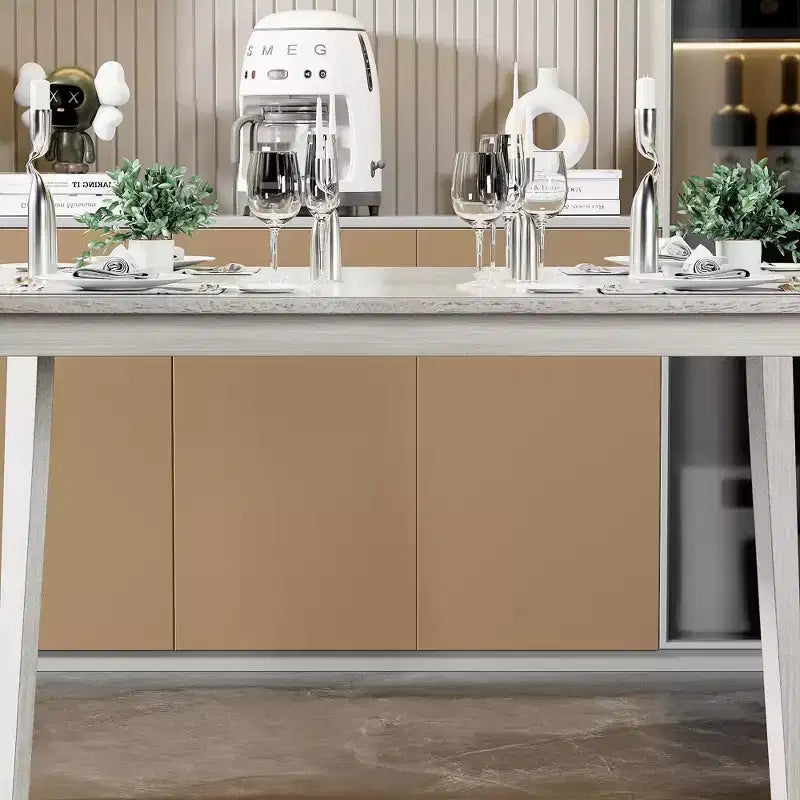 Table à manger de style campagnard VECELO, table en bois d'hévéa avec 4 pieds en bois massif pour la cuisine, gris