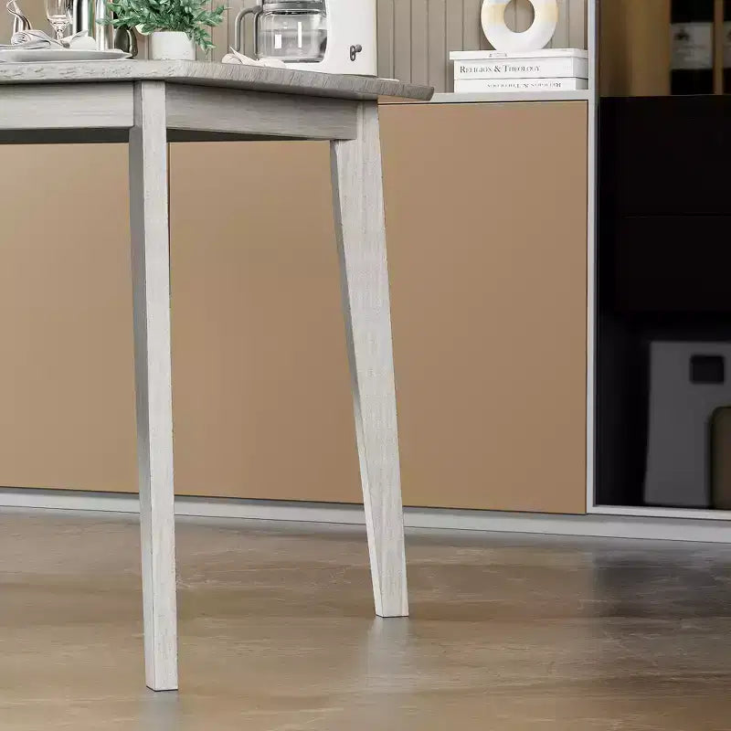 Table à manger de style campagnard VECELO, table en bois d'hévéa avec 4 pieds en bois massif pour la cuisine, gris