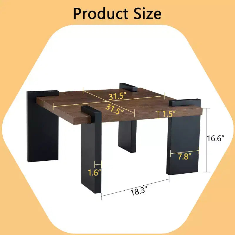 Chic Crate - Table Basse Élégante en MDF Couleur Noyer pour Salons et Espaces de Détente Modernes et Minimalistes, 80x80x42cm