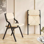 Pexfix Black/Natural Wood Folding Chair for Kitchen & Dining Room Set of 2