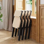 Pexfix Chaises pliantes noires/bois naturel pour cuisine et salle à manger, lot de 2