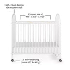 Child Craft Sweet Dreamer Arched Compact Folding Portable Crib with 3 Crib Mattress & 2 Locking Wheels, Durable Construction, Easy to Clean (White)