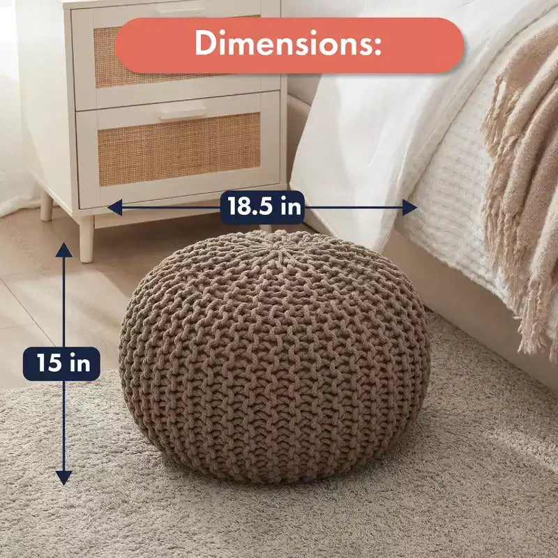Ornavo Home Pouf/Ottoman en coton tressé classique – 15 x 18,5