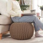 Ornavo Home Pouf/Ottoman en coton tressé classique – 15 x 18,5