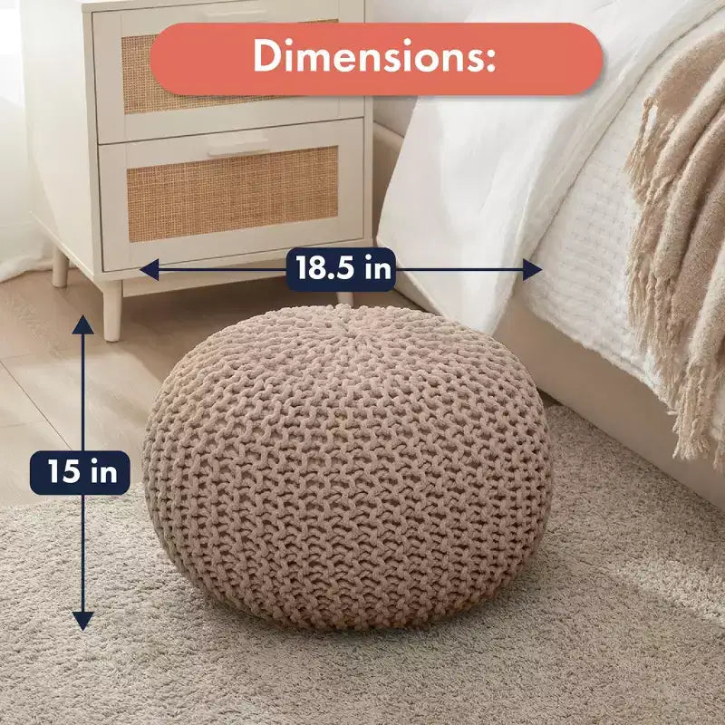 Ornavo Home Pouf/Ottoman en coton tressé classique – 15 x 18,5