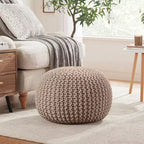 Ornavo Home Pouf/Ottoman en coton tressé classique – 15 x 18,5