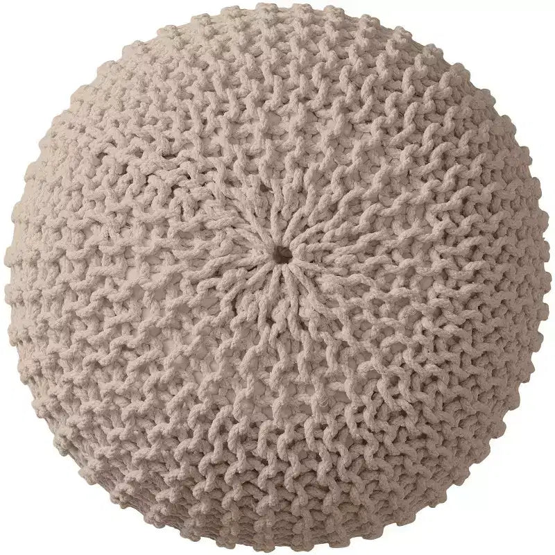 Ornavo Home Pouf/Ottoman en coton tressé classique – 15 x 18,5