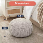 Ornavo Home Pouf/Ottoman en coton tressé classique – 15 x 18,5