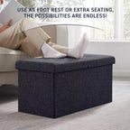 Banc de rangement ottoman pliable en lin capitonné de 30 pouces Ornavo Home