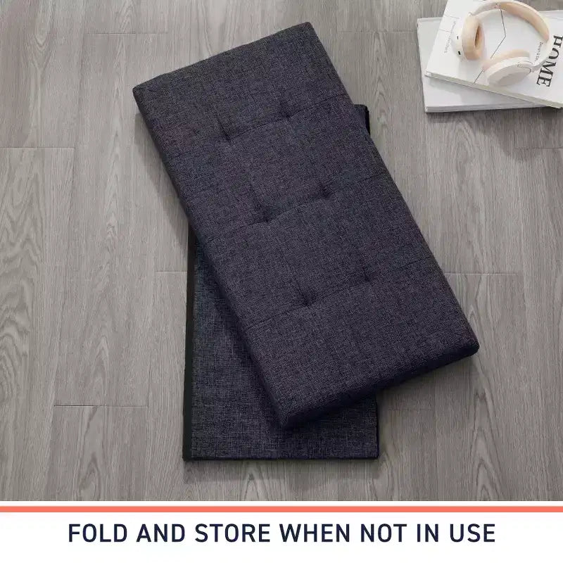 Banc de rangement ottoman pliable en lin capitonné de 30 pouces Ornavo Home
