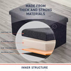 Banc de rangement ottoman pliable en lin capitonné de 30 pouces Ornavo Home
