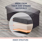 Banc de rangement ottoman pliable en lin capitonné de 30 pouces Ornavo Home