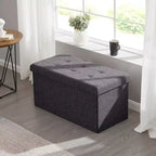 Banc de rangement ottoman pliable en lin capitonné de 30 pouces Ornavo Home