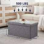 Banc de rangement ottoman pliable en lin capitonné de 30 pouces Ornavo Home