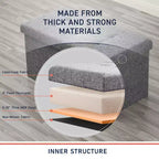 Banc de rangement ottoman pliable en lin capitonné de 30 pouces Ornavo Home